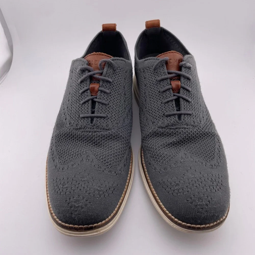 Cole‎ Haan Original Grand Stitchlite Wingtip Gray Knit Oxford Derby Shoes 10 M